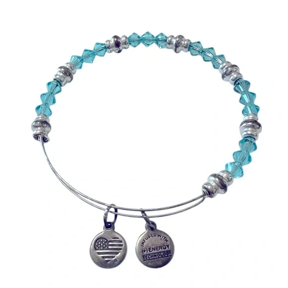 Alex and Ani Bracelet with Blue and Silver Beads - Picture 1 of 3